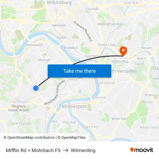 Mifflin Rd + Mohrbach FS to Wilmerding map