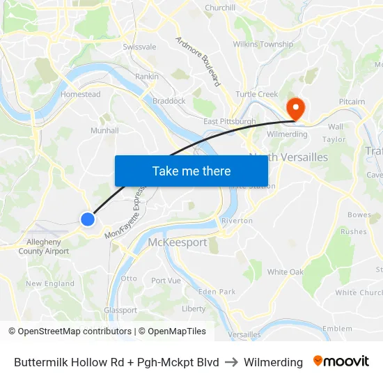 Buttermilk Hollow Rd + Pgh-Mckpt Blvd to Wilmerding map