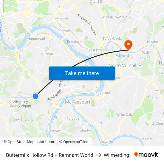 Buttermilk Hollow Rd + Remnant World to Wilmerding map