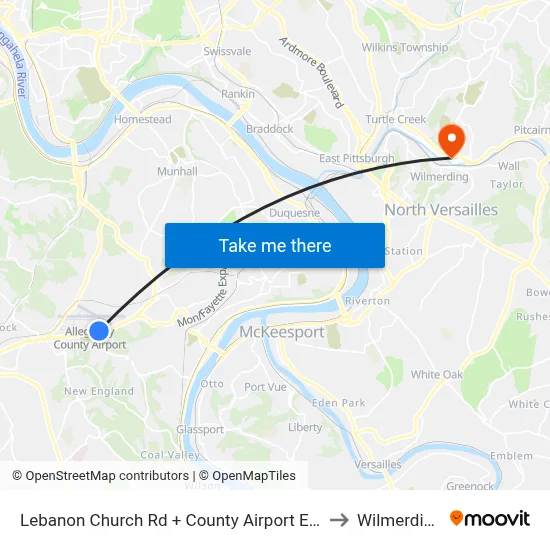 Lebanon Church Rd + County Airport Ent to Wilmerding map