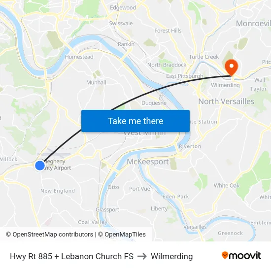 Hwy Rt 885 + Lebanon Church FS to Wilmerding map