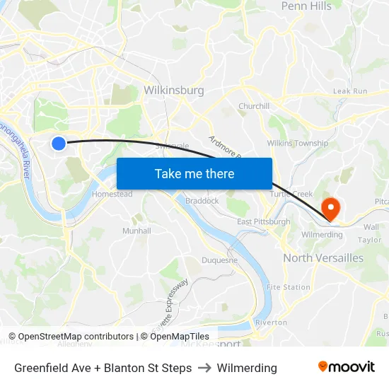 Greenfield Ave + Blanton St Steps to Wilmerding map
