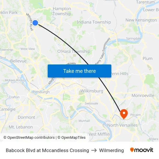 Babcock Blvd at Mccandless Crossing to Wilmerding map