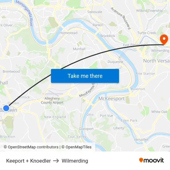 Keeport + Knoedler to Wilmerding map