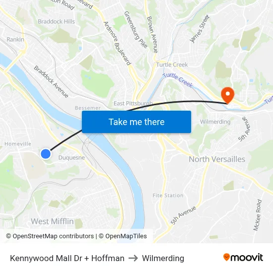 Kennywood Mall Dr + Hoffman to Wilmerding map