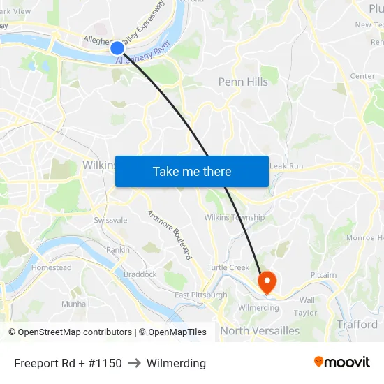 Freeport Rd + #1150 to Wilmerding map