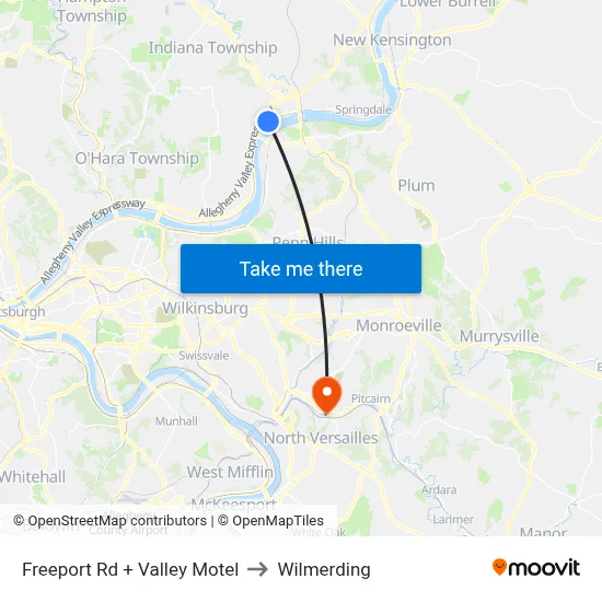 Freeport Rd + Valley Motel to Wilmerding map