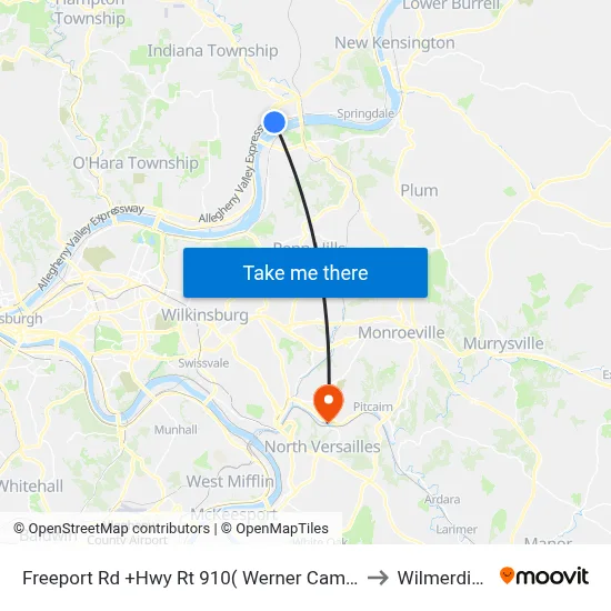 Freeport Rd +Hwy Rt 910( Werner Camp) to Wilmerding map