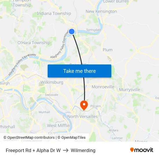 Freeport Rd + Alpha Dr W to Wilmerding map
