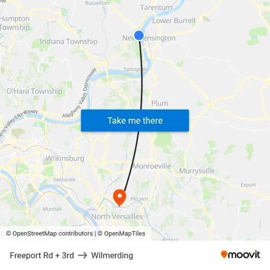 Freeport Rd + 3rd to Wilmerding map