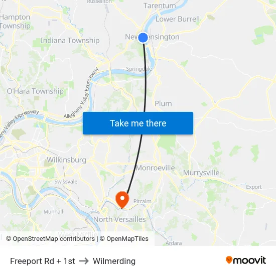 Freeport Rd + 1st to Wilmerding map