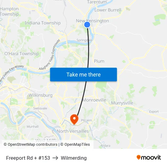 Freeport Rd + #153 to Wilmerding map