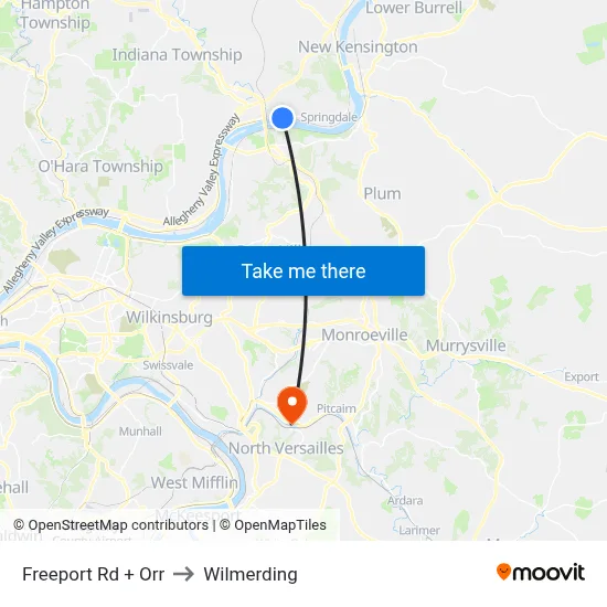 Freeport Rd + Orr to Wilmerding map