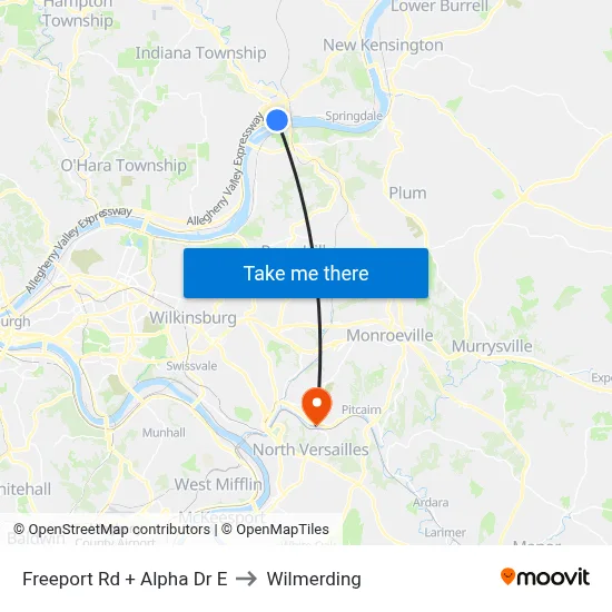 Freeport Rd + Alpha Dr E to Wilmerding map