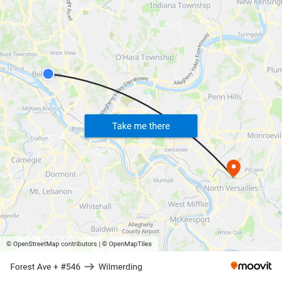 Forest Ave + #546 to Wilmerding map