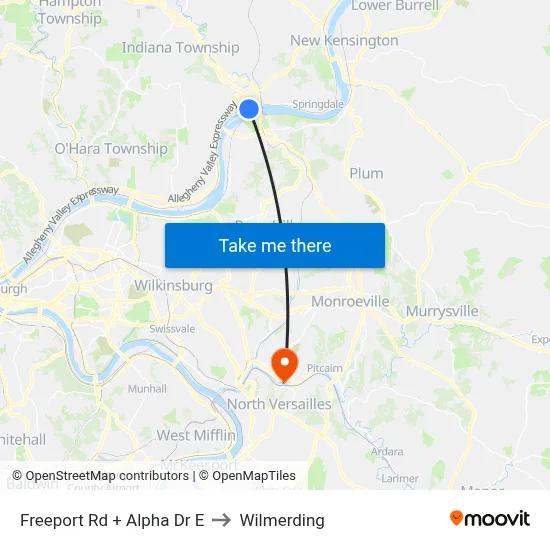 Freeport Rd + Alpha Dr E to Wilmerding map