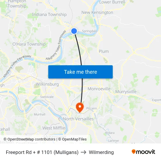 Freeport Rd + # 1101 (Mulligans) to Wilmerding map
