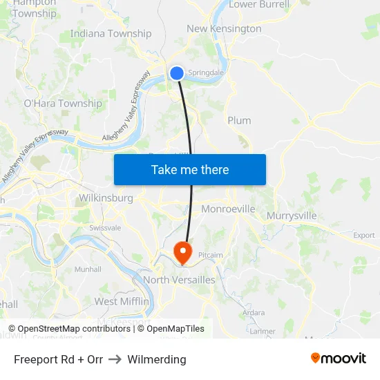 Freeport Rd + Orr to Wilmerding map
