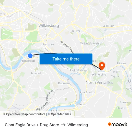 Giant Eagle Drive + Drug Store to Wilmerding map