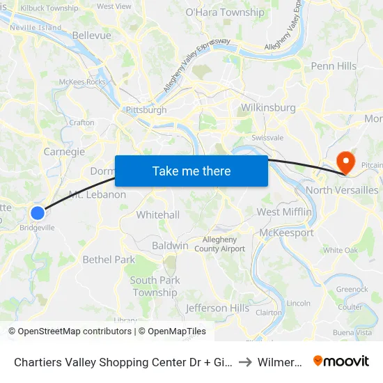 Chartiers Valley Shopping Center Dr + Giant Eagle to Wilmerding map