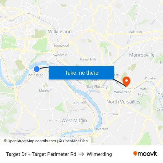 Target Dr + Target Perimeter Rd to Wilmerding map
