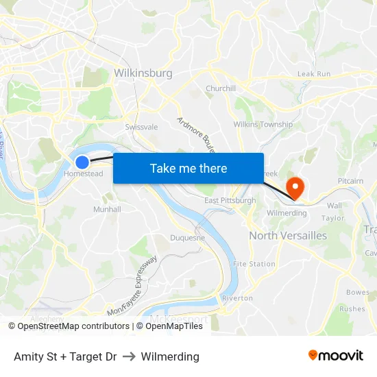 Amity St + Target Dr to Wilmerding map