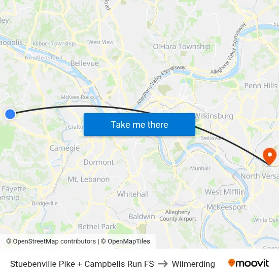 Stuebenville Pike + Campbells Run FS to Wilmerding map
