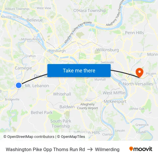 Washington Pike Opp Thoms Run Rd to Wilmerding map