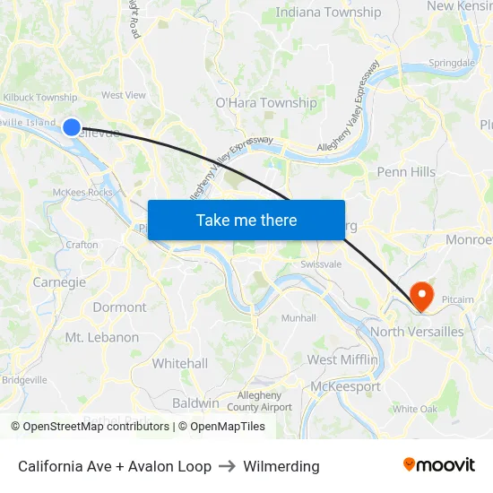 California Ave + Avalon Loop to Wilmerding map