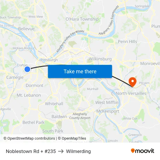 Noblestown Rd + #235 to Wilmerding map