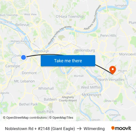 Noblestown Rd + #2148 (Giant Eagle) to Wilmerding map