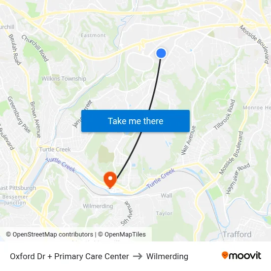 Oxford Dr + Primary Care Center to Wilmerding map