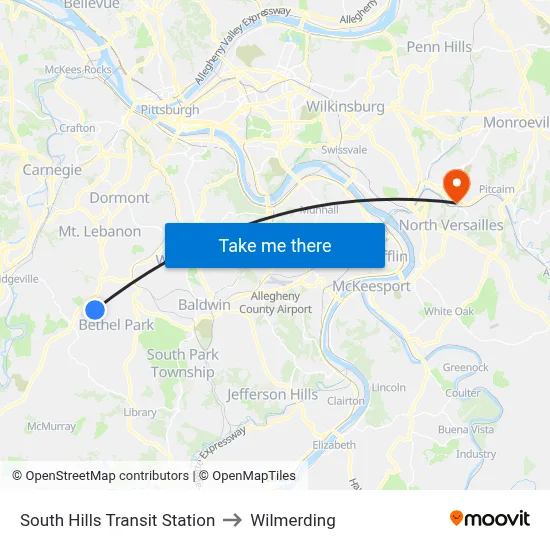 South Hills Transit Station to Wilmerding map