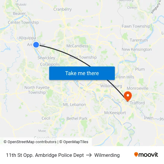 11th St Opp. Ambridge Police Dept to Wilmerding map