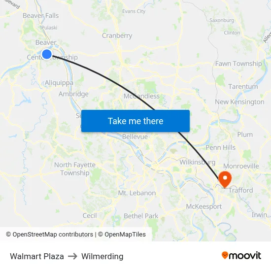 Walmart Plaza to Wilmerding map