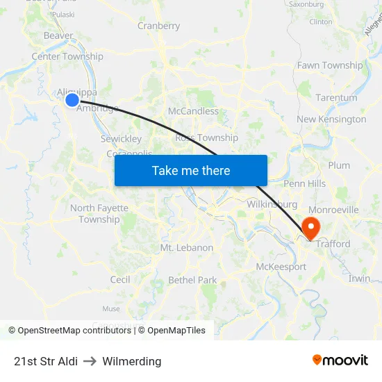 21st Str Aldi to Wilmerding map