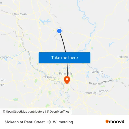 Mckean at Pearl Street to Wilmerding map