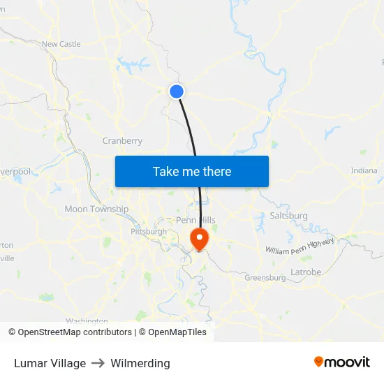 Lumar Village to Wilmerding map
