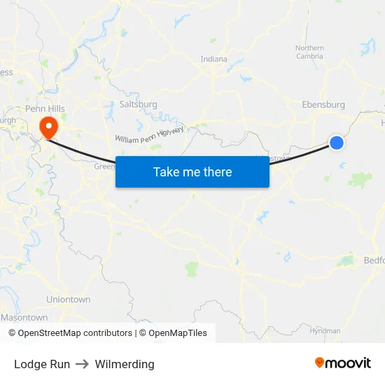 Lodge Run to Wilmerding map