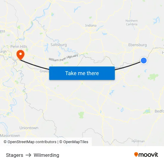 Stagers to Wilmerding map