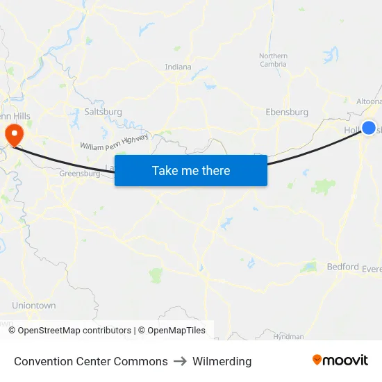 Convention Center Commons to Wilmerding map