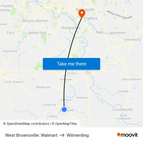 West Brownsville: Walmart to Wilmerding map