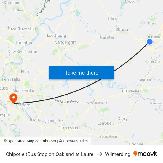 Chipotle (Bus Stop on Oakland at Laurel to Wilmerding map