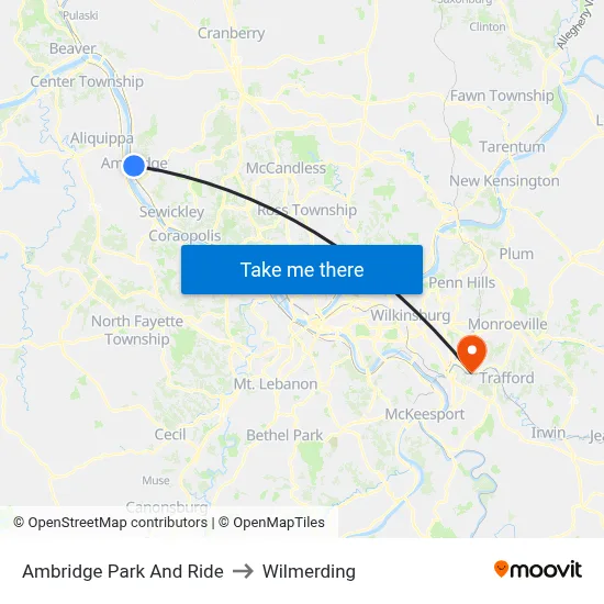 Ambridge Park And Ride to Wilmerding map
