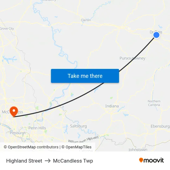 Highland Street to McCandless Twp map