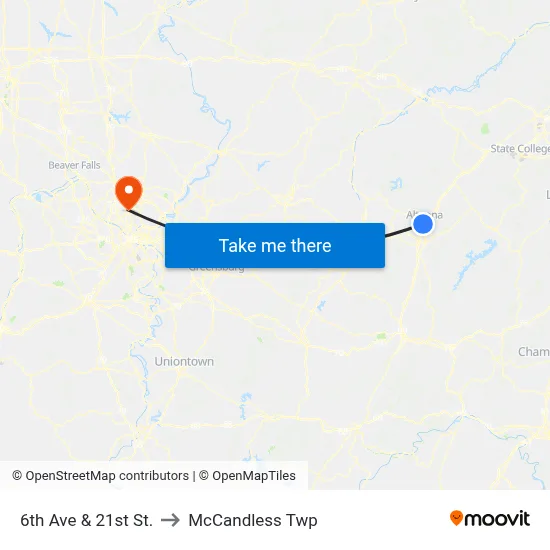 6th Ave & 21st St. to McCandless Twp map