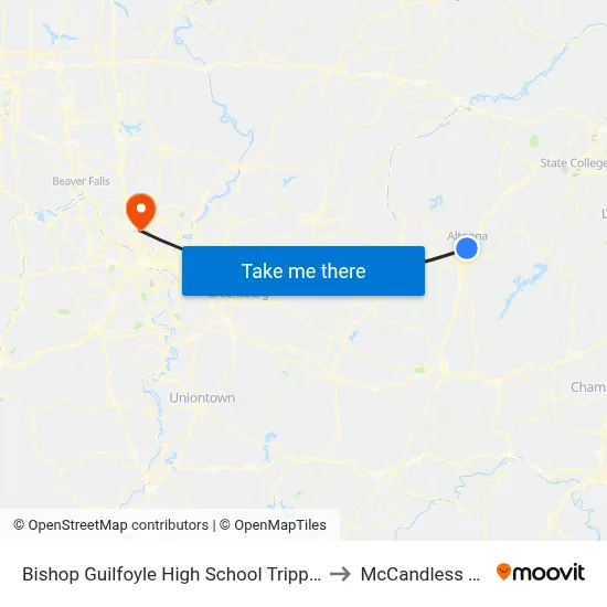 Bishop Guilfoyle High School Tripper Sto to McCandless Twp map