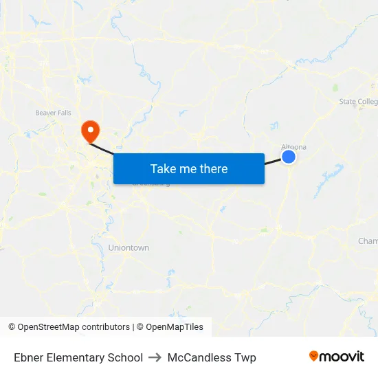 Ebner Elementary School to McCandless Twp map