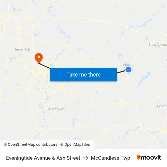 Eveningtide Avenue & Ash Street to McCandless Twp map