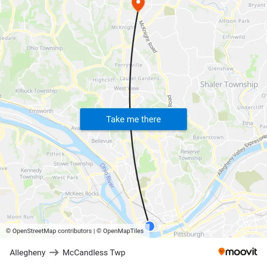 Allegheny to McCandless Twp map